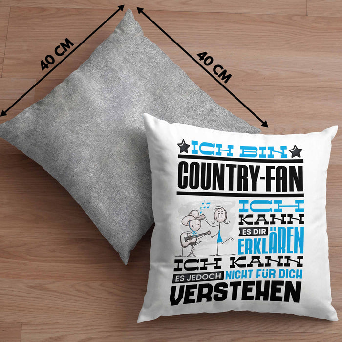 Country-Fan Geschenk Kissen mit Füllung 40x40 Geschenkidee für Country-Fan Geburtstag Lustig Ich Bin Country-Fan Ich Kann Es Dir Erklären Aber Nicht Für Dich Verstehen (Grau) Grau Trendation
