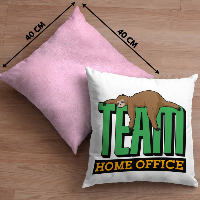 Arbeit Kissen mit Füllung 40x40 "Team Homeoffice" - Geschenkidee für Faultier-Fans (Grau) Rosa Trendation
