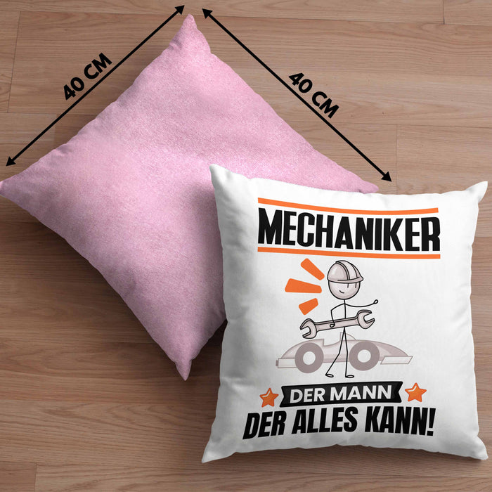 Mechaniker Kissen mit Füllung 40x40 Geschenk für Mechaniker Der Mann Der Alles Kann Geschenkidee zum Geburtstag (Grau) Rosa Trendation