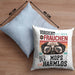 Mops Besitzerin Frauchen Kissen mit Füllung 40x40 Geschenk Lustiger Spruch Geschenkidee Vorsicht Vor Dem Frauchen (Grau) Blau Trendation
