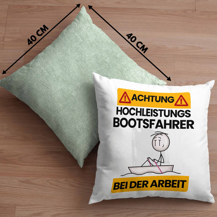 Bootsfahrer Kissen mit Füllung 40x40 Geschenk Lustiger Spruch Geschenkidee für Bootsfahrer Achtung Hochleistungs Bootsfahrer Bei Der Arbeit (Grau) Grün Trendation