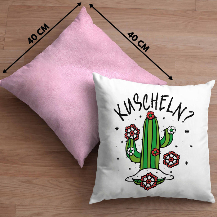 Kaktus Kissen mit Füllung 40x40 Geschenk Kuscheln Sarkasmus Humor Geschenkidee Kaktus-Liebhaber Frauen (Grau) Rosa Trendation