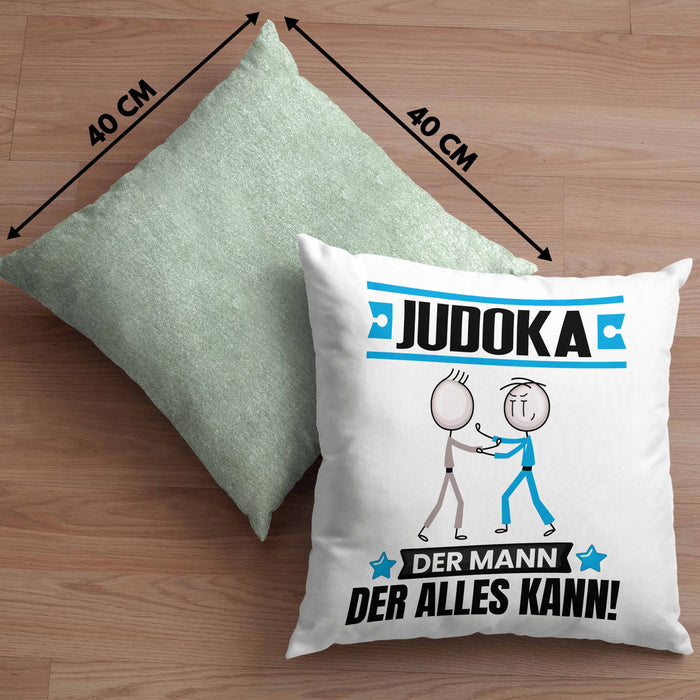 Judoka Kissen mit Füllung 40x40 Geschenk für Judoka Der Mann Der Alles Kann Geschenkidee zum Geburtstag (Grau) Grün Trendation