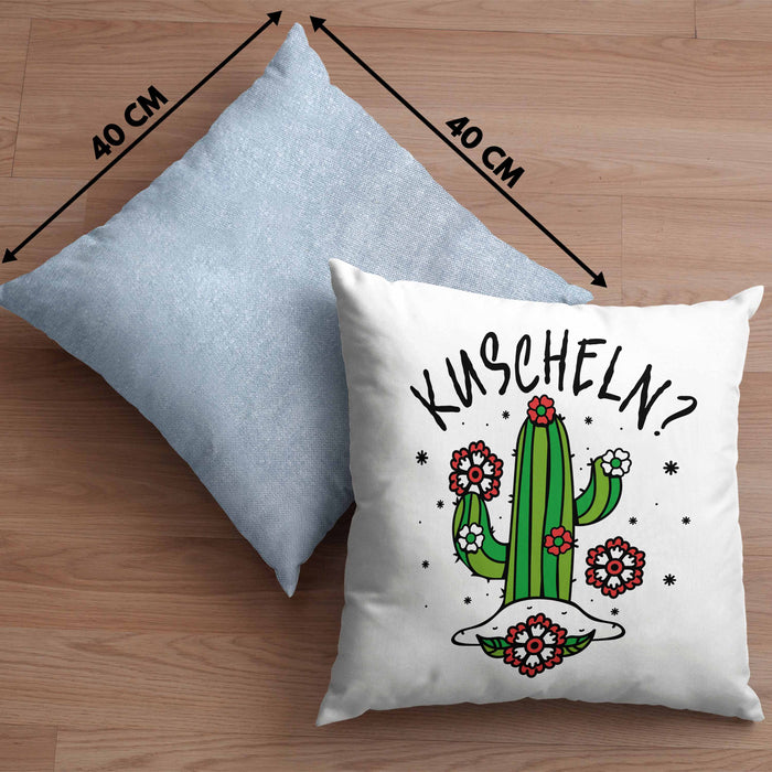 Kaktus Kissen mit Füllung 40x40 Geschenk Kuscheln Sarkasmus Humor Geschenkidee Kaktus-Liebhaber Frauen (Grau) Blau Trendation
