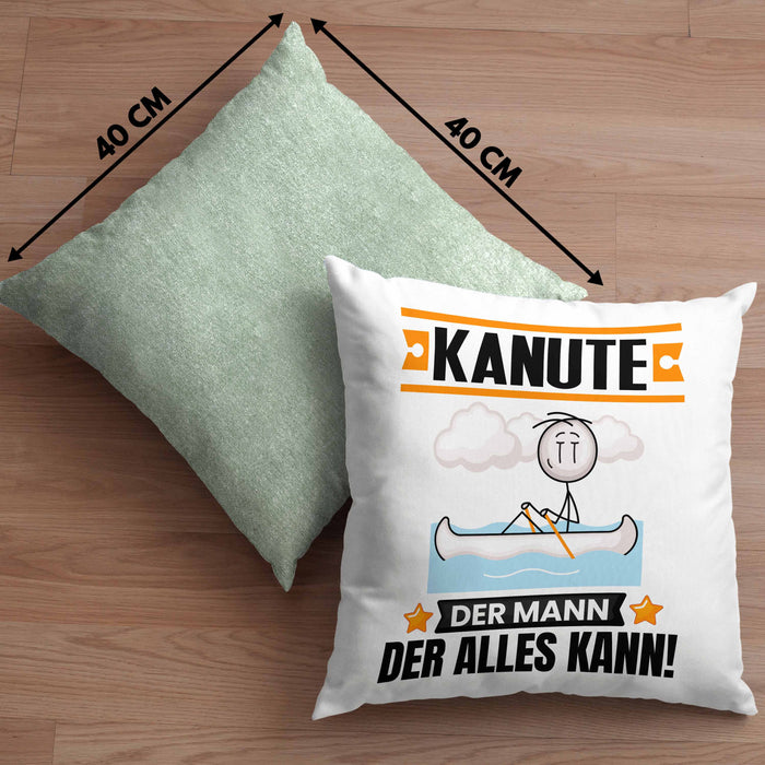 Kanute Kissen mit Füllung 40x40 Geschenk für Kanute Der Mann Der Alles Kann Geschenkidee zum Geburtstag (Grau) Grün Trendation