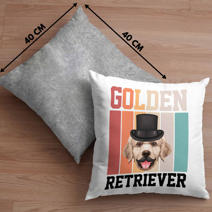 Golden Retriever Besitzer Kissen mit Füllung 40x40 Geschenk Lustiger Spruch Geschenkidee Retro Vinatge Golden Retriever (Grau) Grau Trendation