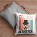 Golden Retriever Besitzer Kissen mit Füllung 40x40 Geschenk Lustiger Spruch Geschenkidee Retro Vinatge Golden Retriever (Grau) Grau Trendation