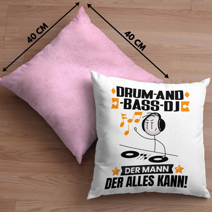 Drum-and-Bass-DJ Kissen mit Füllung 40x40 Geschenk für Drum-and-Bass-DJ Der Mann Der Alles Kann Geschenkidee zum Geburtstag (Grau) Rosa Trendation