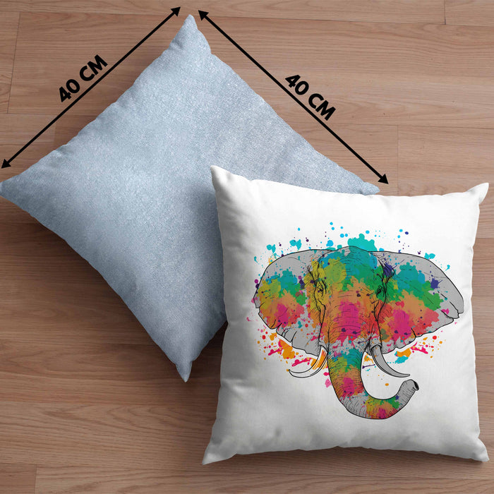 Elefant Kissen mit Füllung 40x40 Geschenk Für Elefanten-Liebhaber Geschenkidee Elefant Farbkleks (Grau) Blau Trendation