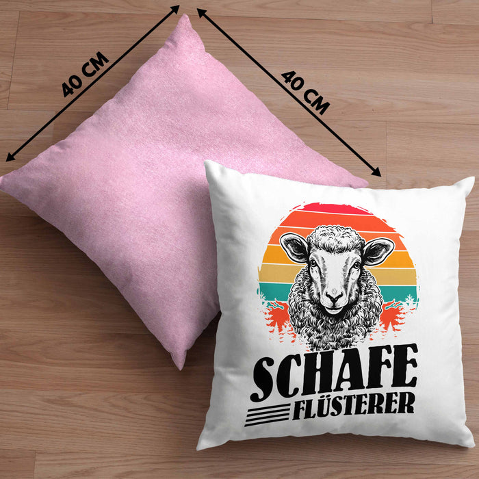 Schaf Kissen mit Füllung 40x40 Geschenk für Schaf-Hirte Schaf Flüsterer Geschenkdiee (Grau) Rosa Trendation