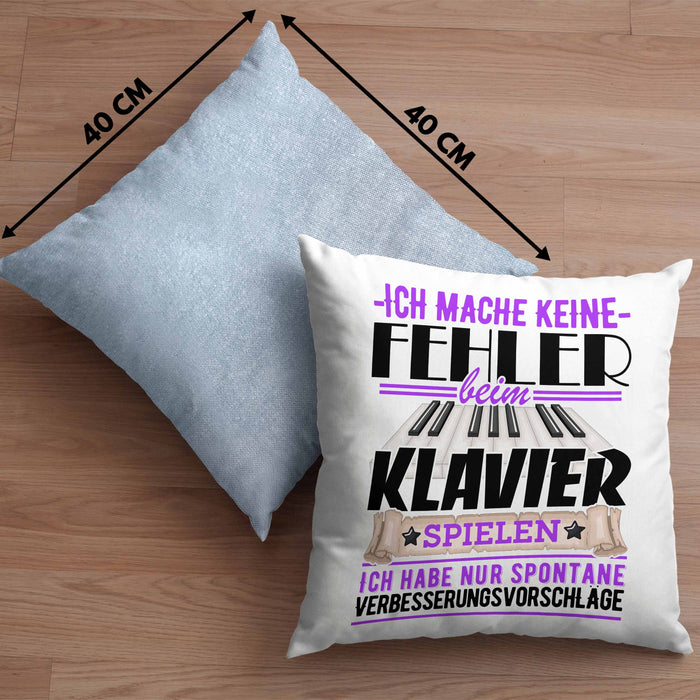 Klavier-Spieler Kissen mit Füllung 40x40 Geschenk Piano Ich Mache Keine Fehler (Grau) Blau Trendation