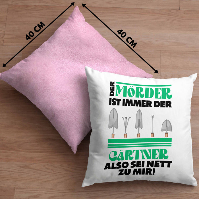 Gärtner Kissen mit Füllung 40x40 mit Spruch Garten Hobbygärtner Geschenk Lustig Gärtnerin Geschenkidee (Grau) Rosa Trendation