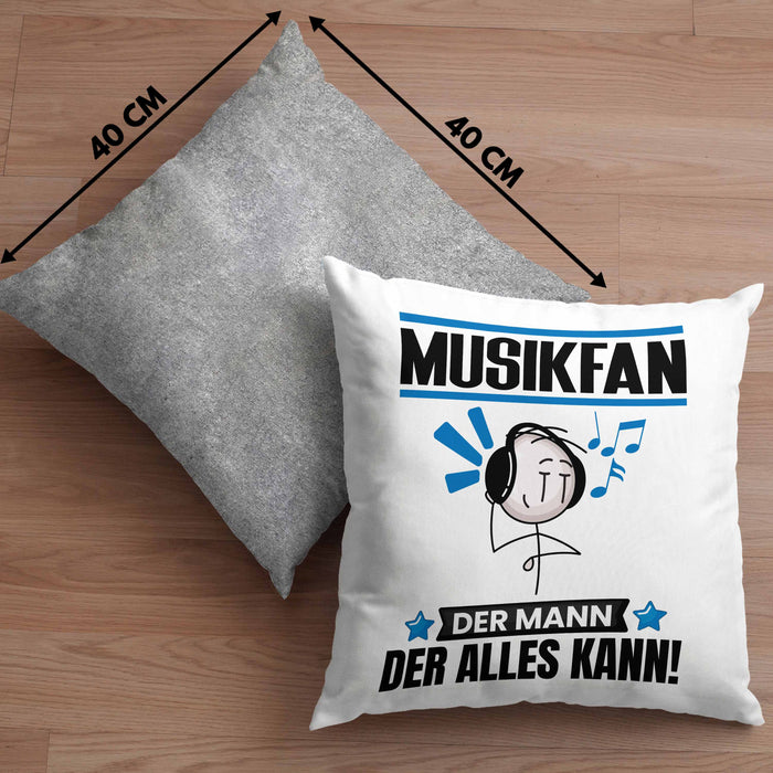 Musikfan Kissen mit Füllung 40x40 Geschenk für Musikfan Der Mann Der Alles Kann Geschenkidee zum Geburtstag (Grau) Grau Trendation