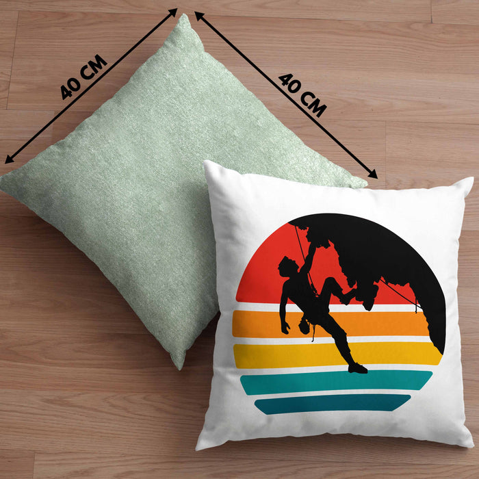 Bouldern Kissen mit Füllung 40x40 Klettern Grafik Geschenk für Kletterfans Boulderer (Grau) Grün Trendation