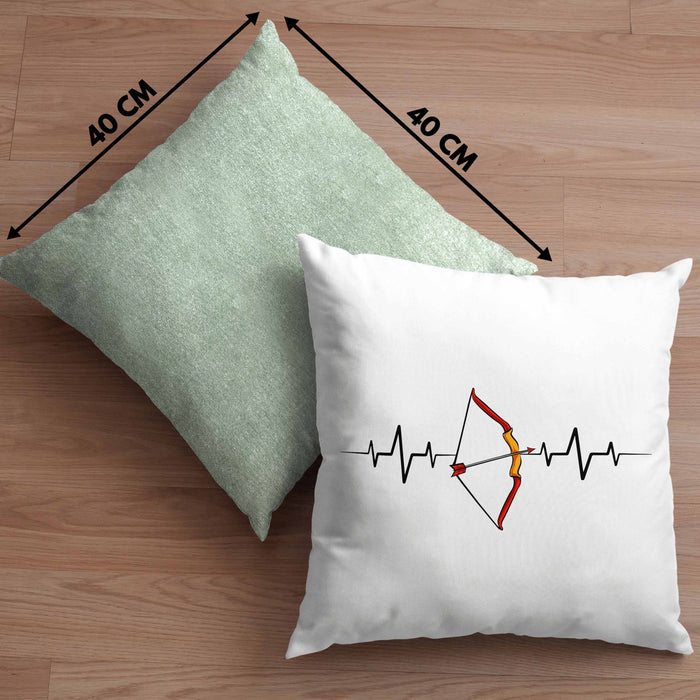Lustige Bogenschütze Kissen mit Füllung 40x40 Geschenk für Pfeil & Bogen Enthusiasten Herzschlag Grafiken (Grau) Grün Trendation