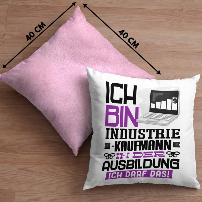 Industriekaufmann Ausbildung Kissen mit Füllung 40x40 Geschenk Ich Bin Industriekaufmann In Der Ausbildung Ich Darf Das Geschenkidee Spruch (Grau) Rosa Trendation