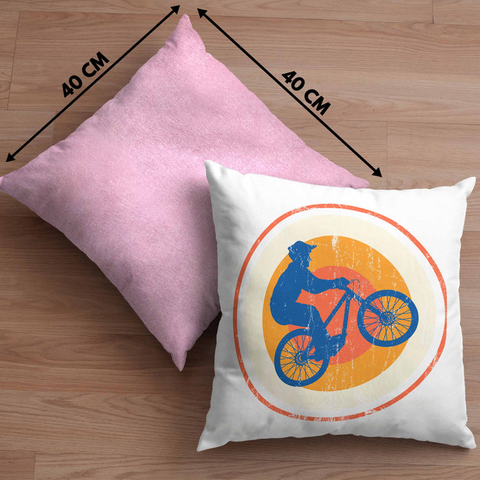 Moutainbike Geschenk Kissen mit Füllung 40x40 Mountainbiker Geschenkidee Kinder Männer Accessories Grafik MTB ler (Grau) Rosa Trendation