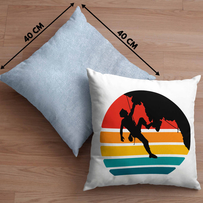 Bouldern Kissen mit Füllung 40x40 Klettern Grafik Geschenk für Kletterfans Boulderer (Grau) Blau Trendation