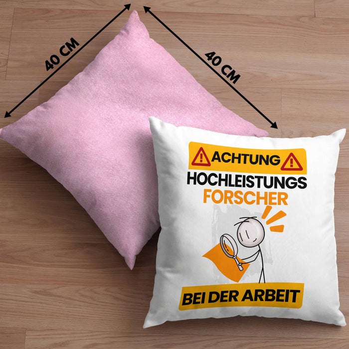 Forscher Kissen mit Füllung 40x40 Geschenk Lustiger Spruch Geschenkidee für Forscher Achtung Hochleistungs Forscher Bei Der Arbeit (Grau) Rosa Trendation