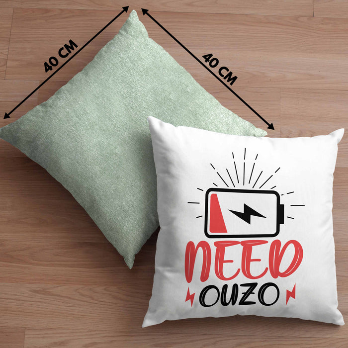 Need Ouzo Kissen mit Füllung 40x40 Geschenk Griechenland Geschenkidee (Grau) Grün Trendation
