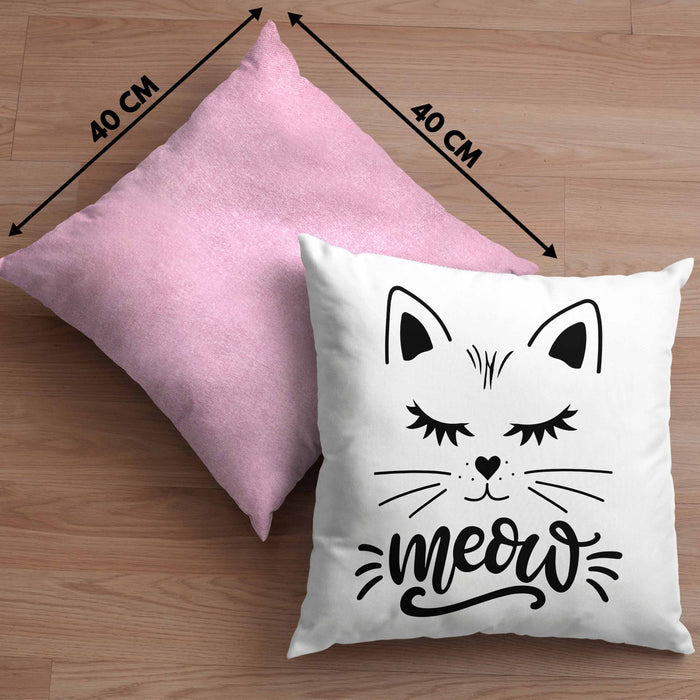 Katzen-Besitzerin Kissen mit Füllung 40x40 Geschenk Meow Katze Geschenkidee Miau Katzen Mama (Grau) Rosa Trendation
