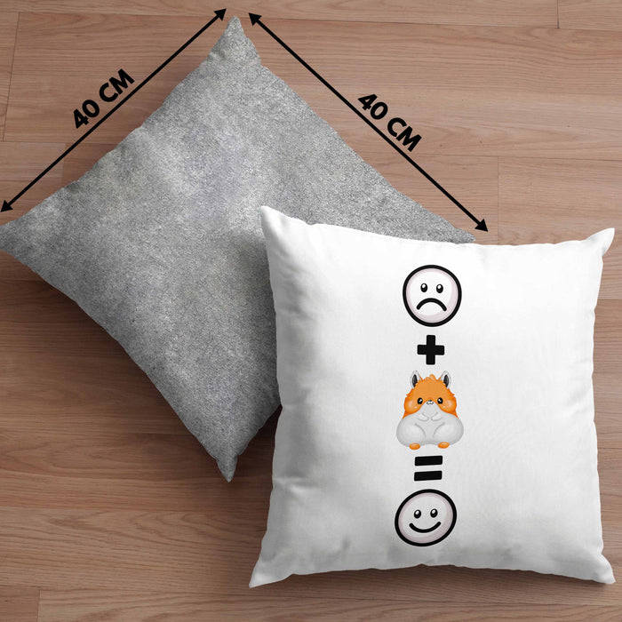 Hamster Kissen mit Füllung 40x40 Geschenk für Hamster Liebhaber Fans Besitzer :( + Hamster = :) Lustige Geschenkidee Geburtstag (Grau) Grau Trendation