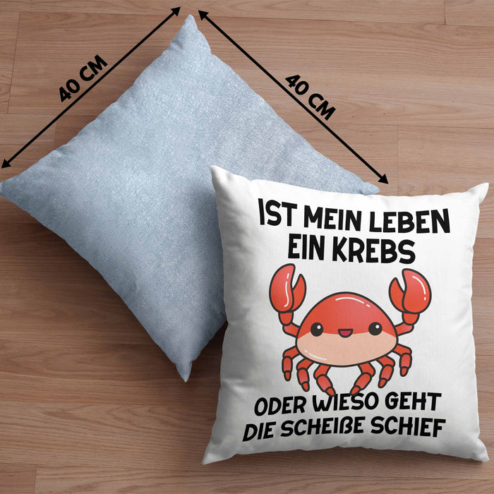 Dank Meme Kissen mit Füllung 40x40 Spruch Internet Meme Geschenkidee Depressionen Ist Mein Leben Ein Krebs Oder Wieso Geht Die SCH Schief? (Grau) Blau Trendation