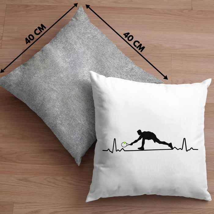 Tennis Herzschlag Geschenk Trainer Coach Tennisspieler Geschenkidee Kissen mit Füllung 40x40 (Grau) Grau Trendation