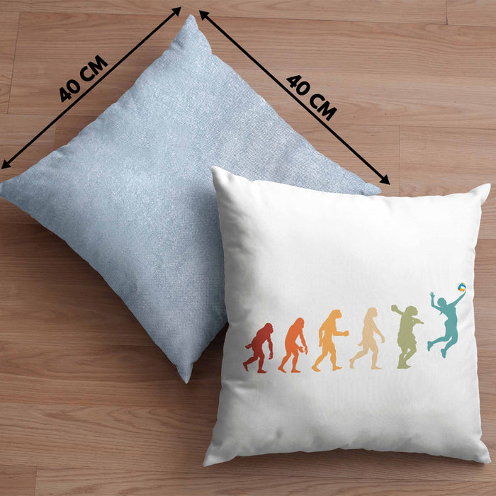 Volleyball Geschenk Kissen mit Füllung 40x40 Evolution Coach Herren Mädchen Kaffee Zubehör Volleyball-Spieler Spielerin (Grau) Blau Trendation