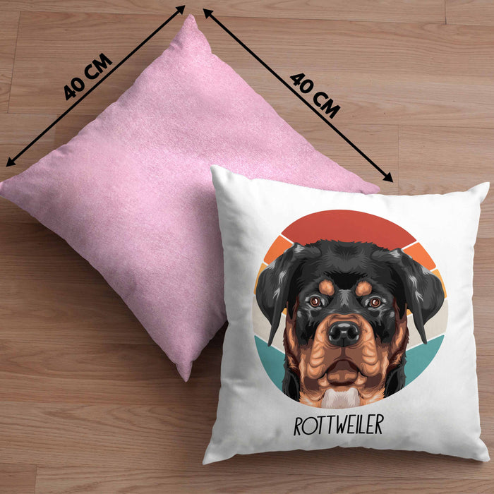 Rottweiler Besitzer Kissen mit Füllung 40x40 Geschenk Lustiger Spruch Geschenkidee Rottweiler Mama Papa (Grau) Rosa Trendation
