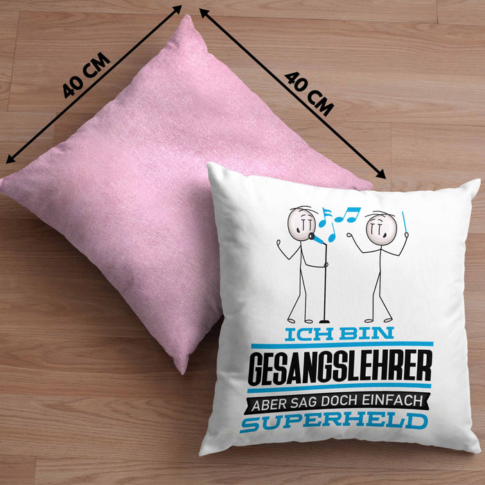 Gesangslehrer Geschenk Kissen mit Füllung 40x40 Ich Bin Gesangslehrer Aber Sag Doch Einfach Superheld Lustige Geschenkdiee für Gesangslehrer (Grau) Rosa Trendation