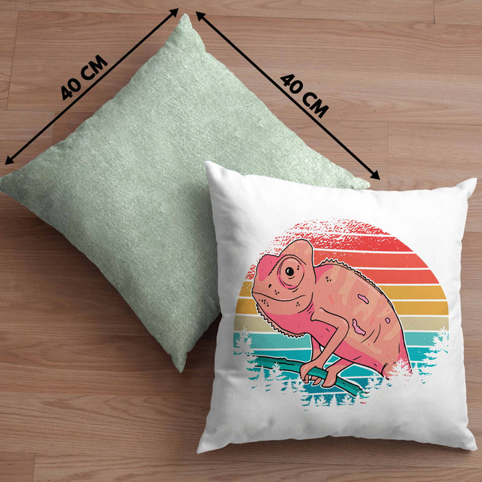 Chamäleon-Besitzer Kissen mit Füllung 40x40 Geschenk Grafik Chamäleon (Grau) Grün Trendation