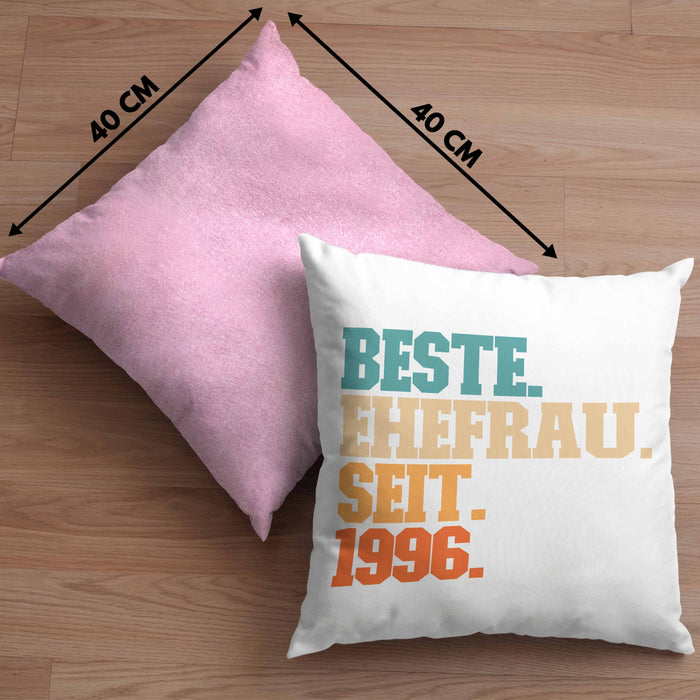 Beste Ehefrau Seit 1996 Geschenk JahrestagKissen mit Füllung 40x40 (Grau) Rosa Trendation