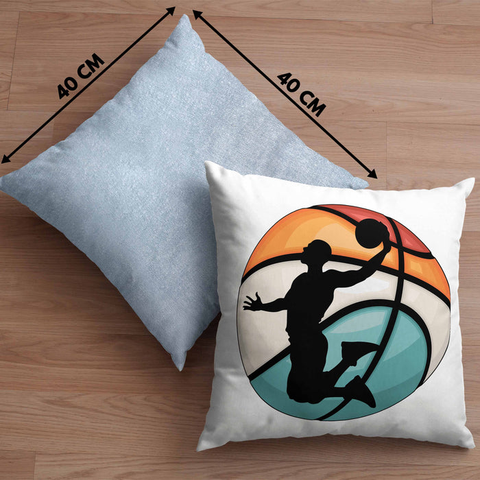 Basketball Kissen mit Füllung 40x40 Geschenk Basketballspieler Trainer Geschenkidee Lustige Kissen mit Füllung 40x40 Basketballer Jungs Jungen Coach (Grau) Blau Trendation