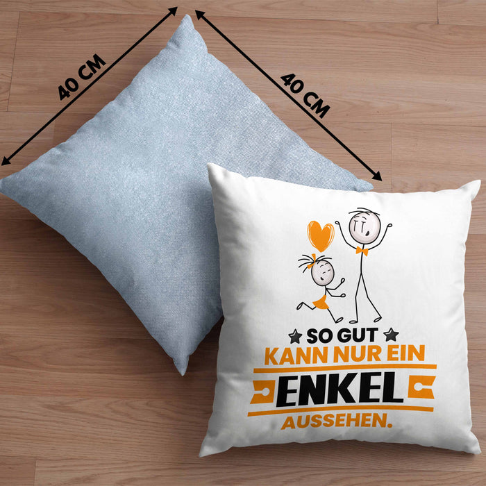 Enkel Geschenk Kissen mit Füllung 40x40 So Gut Kann Nur Ein Enkel Aussehen Geschenkidee (Grau) Blau Trendation