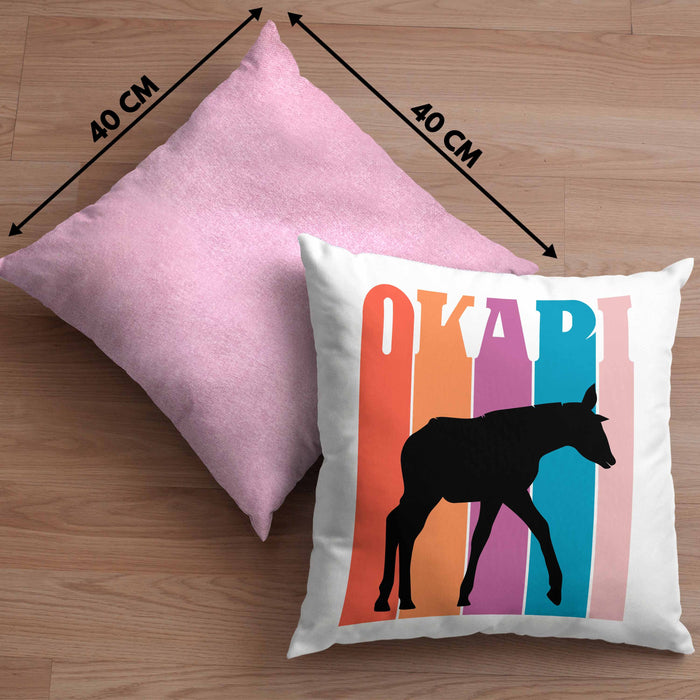 Lustige Okapi Kissen mit Füllung 40x40 Geschenk für Okapi Liebhaber Grafik (Grau) Rosa Trendation