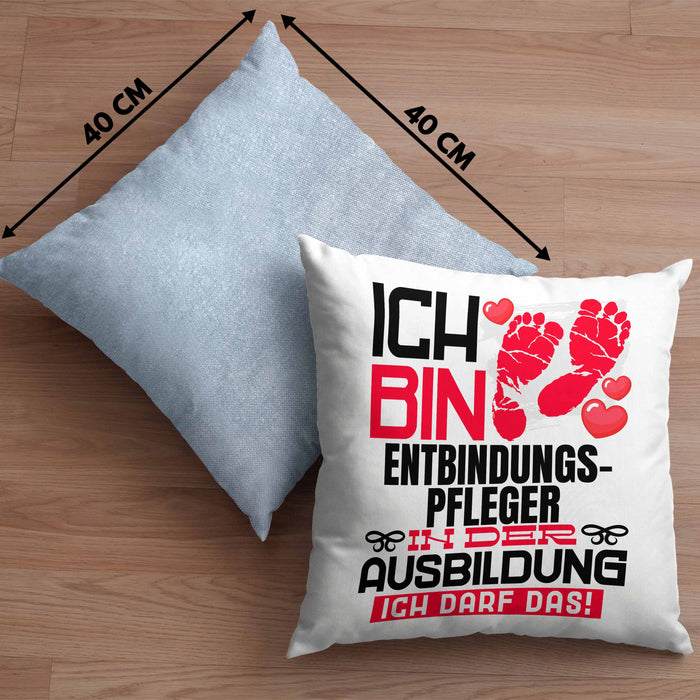 Entbindungspfleger Ausbildung Kissen mit Füllung 40x40 Geschenk Ich Bin Entbindungspfleger In Der Ausbildung Ich Darf Das Geschenkidee Spruch (Grau) Blau Trendation