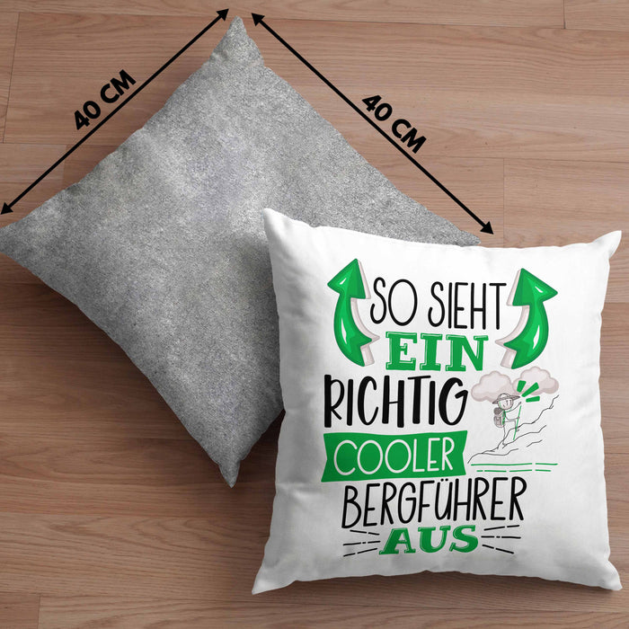 So Sieht Ein Richtig Cooler Bergführer Aus Kissen mit Füllung 40x40 Geschenk für Bergführer Geburtstag Geschenkdiee (Grau) Grau Trendation
