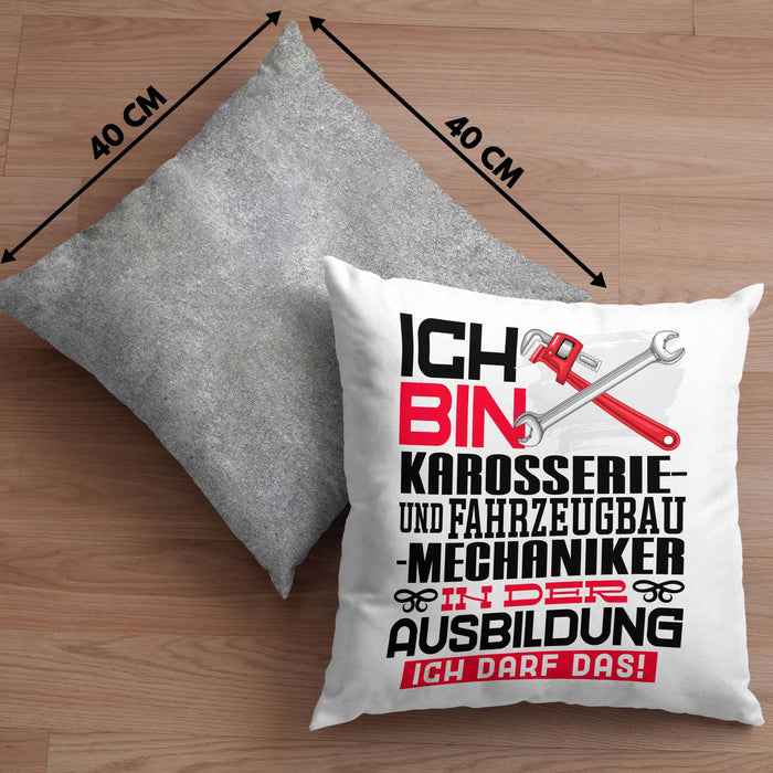 Karosserie- und Fahrzeugbaumechaniker Ausbildung Kissen mit Füllung 40x40 Geschenk Ich Bin Karosserie- und Fahrzeugbaumechaniker In Der Ausbildung Ich Darf Das Geschenkidee Spruch (Grau) Grau Trendation
