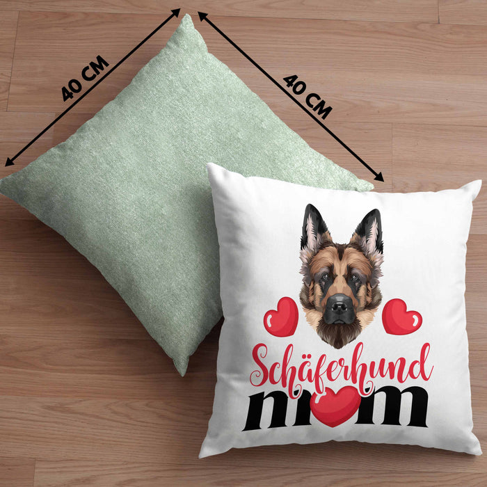 Schäferhund Besitzer Mom Mama Kissen mit Füllung 40x40 Geschenk Lustiger Spruch Geschenkidee Schäferhund Besitzerin (Grau) Grün Trendation