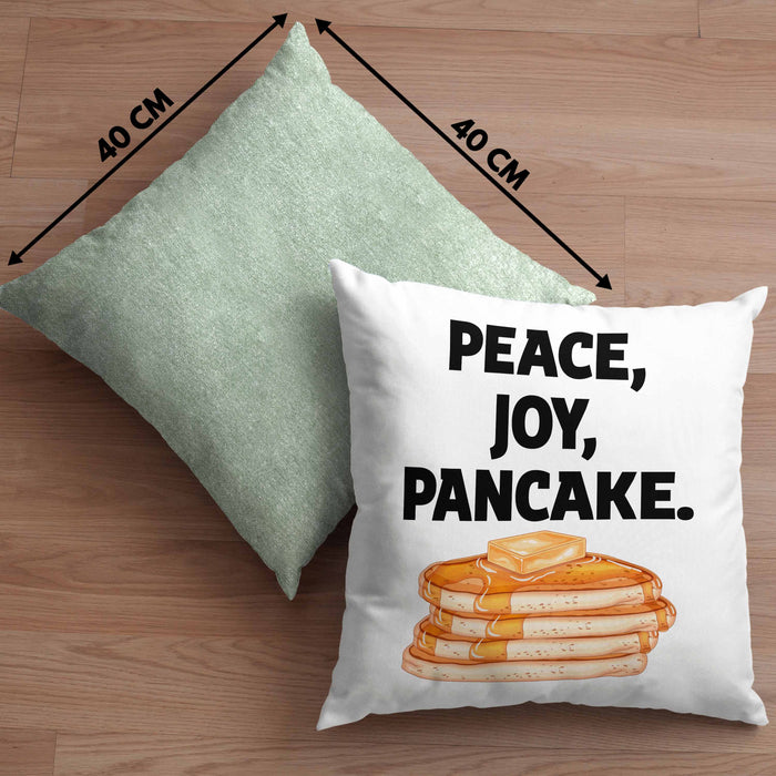 Peace Joy Pancake Kissen mit Füllung 40x40 Geschenk Pfannkuchen Eierkuchen Liebhaber (Grau) Grün Trendation