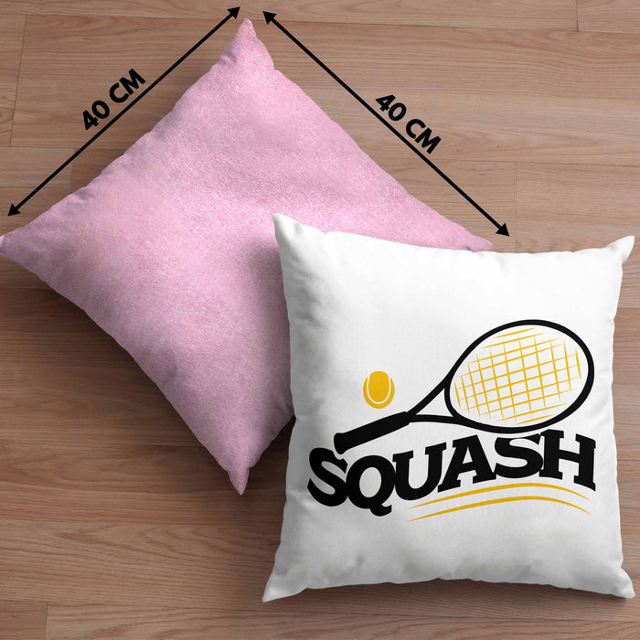 Lustige Squash-Kissen mit Füllung 40x40 Geschenk für Squash-Spieler (Grau) Rosa Trendation