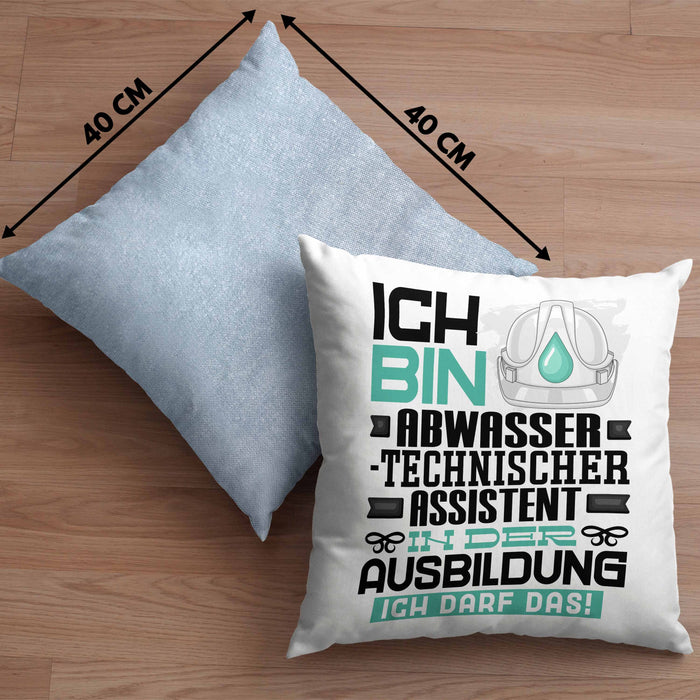Abwassertechnischer Assistent Ausbildung Kissen mit Füllung 40x40 Geschenk Ich Bin Abwassertechnischer Assistent In Der Ausbildung Ich Darf Das Geschenkidee Spruch (Grau) Blau Trendation