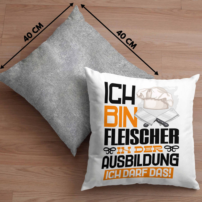 Fleischer Ausbildung Kissen mit Füllung 40x40 Geschenk Ich Bin Fleischer In Der Ausbildung Ich Darf Das Geschenkidee Spruch (Grau) Grau Trendation