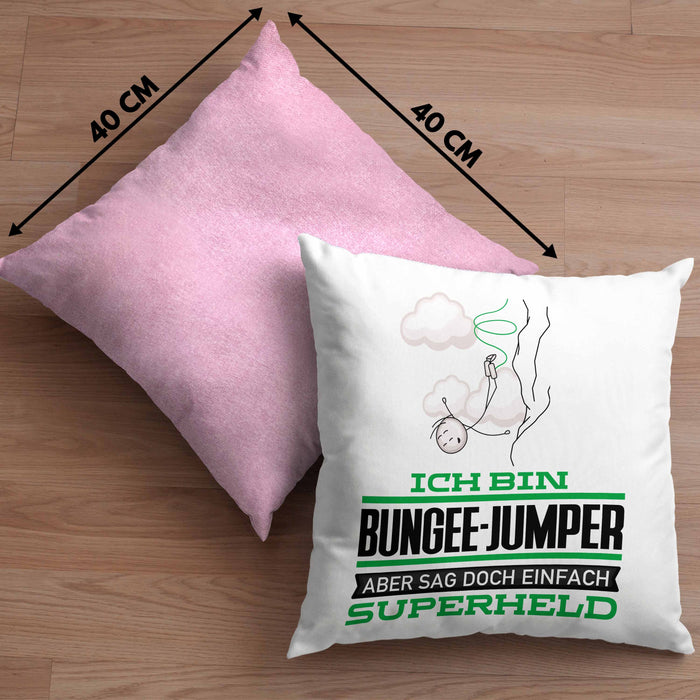 Bungee-Jumper Geschenk Kissen mit Füllung 40x40 Ich Bin Bungee-Jumper Aber Sag Doch Einfach Superheld Lustige Geschenkdiee für Bungee-Jumper (Grau) Rosa Trendation