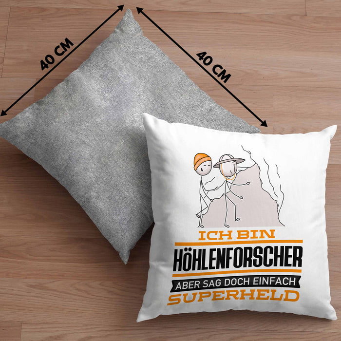 Höhlenforscher Geschenk Kissen mit Füllung 40x40 Ich Bin Höhlenforscher Aber Sag Doch Einfach Superheld Lustige Geschenkdiee für Höhlenforscher (Grau) Grau Trendation