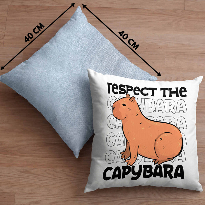 Respect The Capybara Kissen mit Füllung 40x40 Capybara Tier Geschenk für Capybara Liebhaber (Grau) Blau Trendation