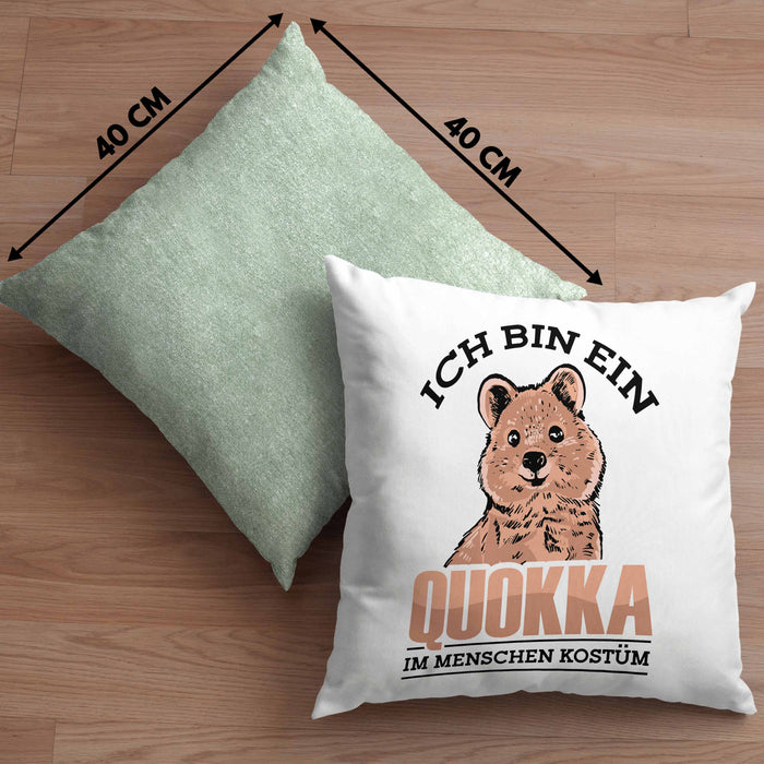 Lustige Kissen mit Füllung 40x40 Quokka-Motiv Geschenk für Quokka Liebhaber Menschen Kostüm (Grau) Grün Trendation
