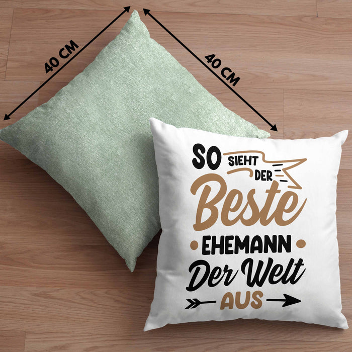 Ehemann Geschenk Kissen mit Füllung 40x40 So Sieht Der Beste Ehemann Der Welt Aus Jahrestag Geschenkidee Gag Joke (Grau) Grün Trendation