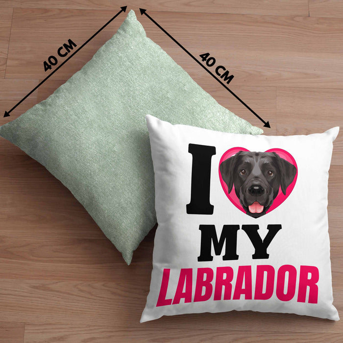 Labrador Besitzerin Kissen mit Füllung 40x40 Geschenk Lustiger Spruch Geschenkidee I Love My Labrador (Grau) Grün Trendation